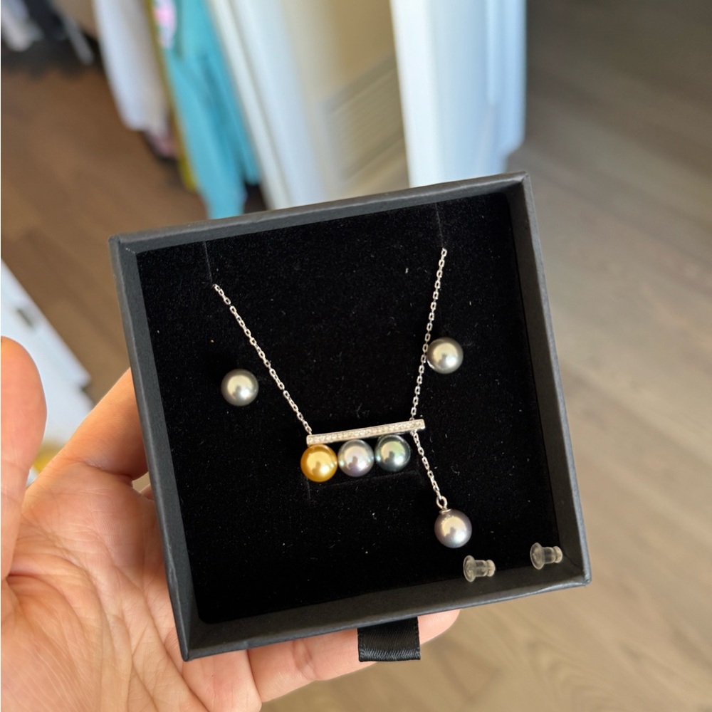 Elegant Multi-Color artificial Pearl Necklace and Earring Set
